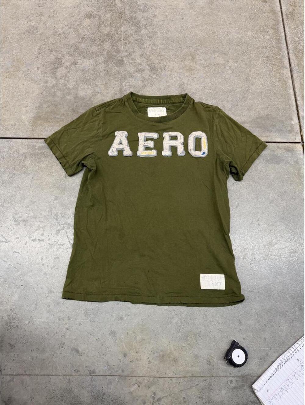 vintage aerpostale olive green surf spell out shirt size medium